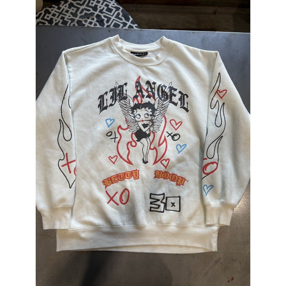 Betty Boop Sweatshirt Lil Angel Cream Colored Large
